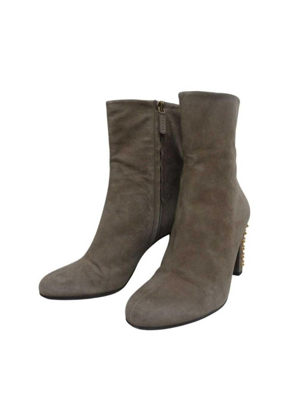 Gucci Studded Heels Suede Leather Side Zip Short Boots Equivalent 35.5